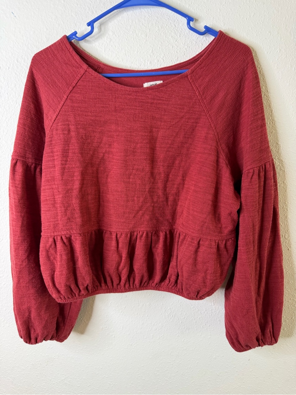 aerie Red Peplum Pullover Sweatshirt